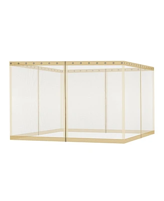 Aoodor Universal 12 x 12 ft. Gazebo Replacement Mosquito Netting Screen 4-Panel Sidewalls with Double Zipper (Only Netting)