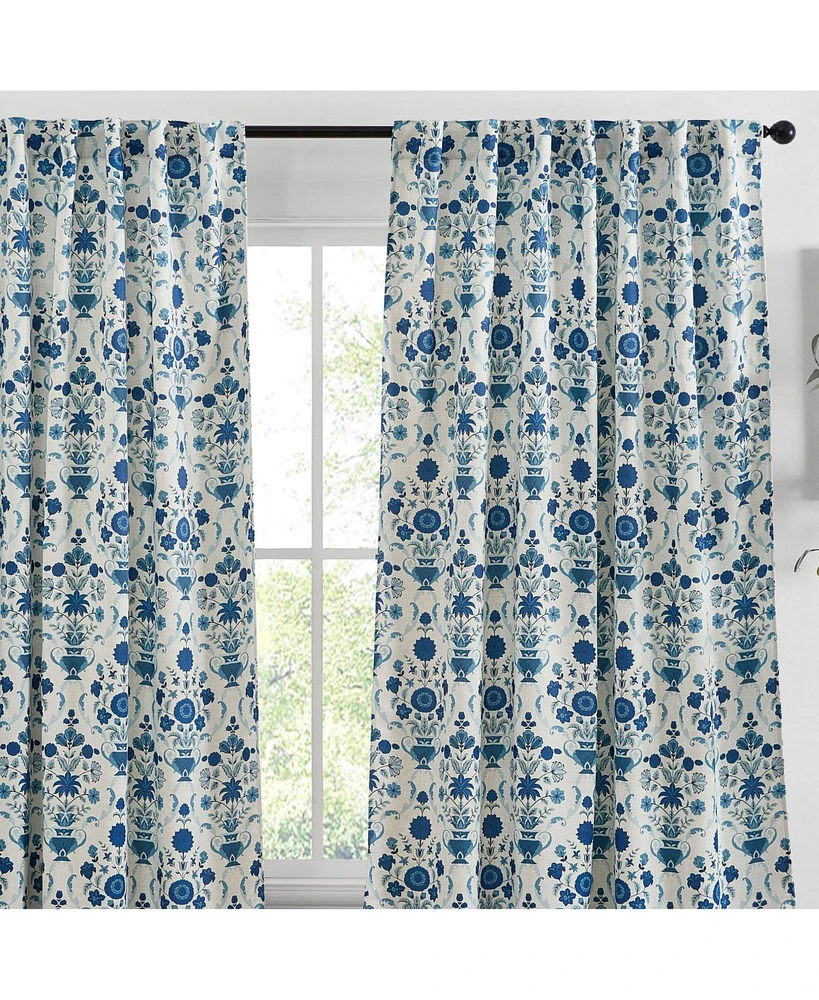 Hlc.me Clara Floral Damask Patterned Window Back Tab Rod Pocket Curtains Bedroom