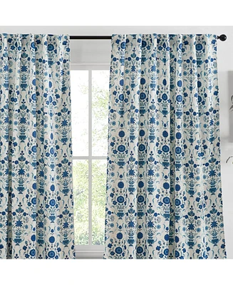 Hlc.me Clara Floral Damask Patterned Window Back Tab Rod Pocket Curtains Bedroom
