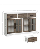 Buffet Cabinet with Storage, Farmhouse Coffee Bar Wood Liquor Cabinet for Kitchen