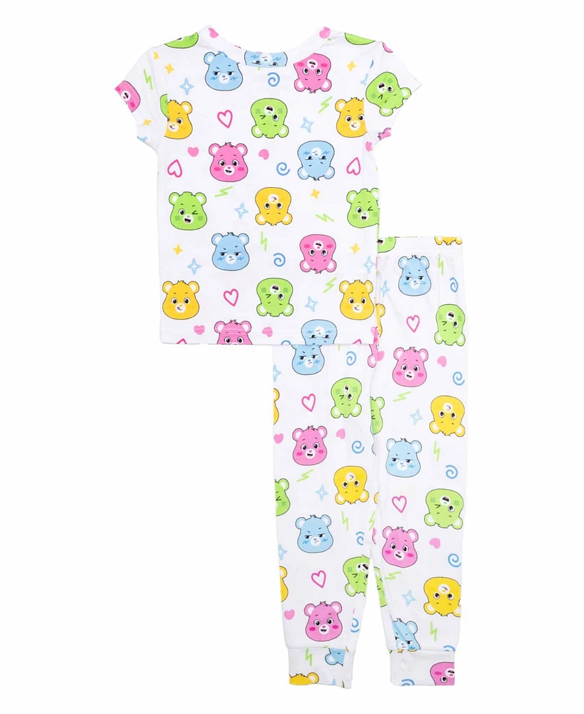 Care Bears Toddler Girls Short Sleeve and Long Pant Set, 2-Piece Pajama Set