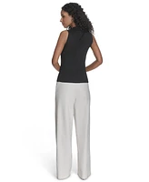 Calvin Klein Women's Collared Ribbed Knit Sleeveless Sweater