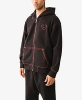 True Religion Men's Super T Buddha Embroidered Zip Up Hoodie