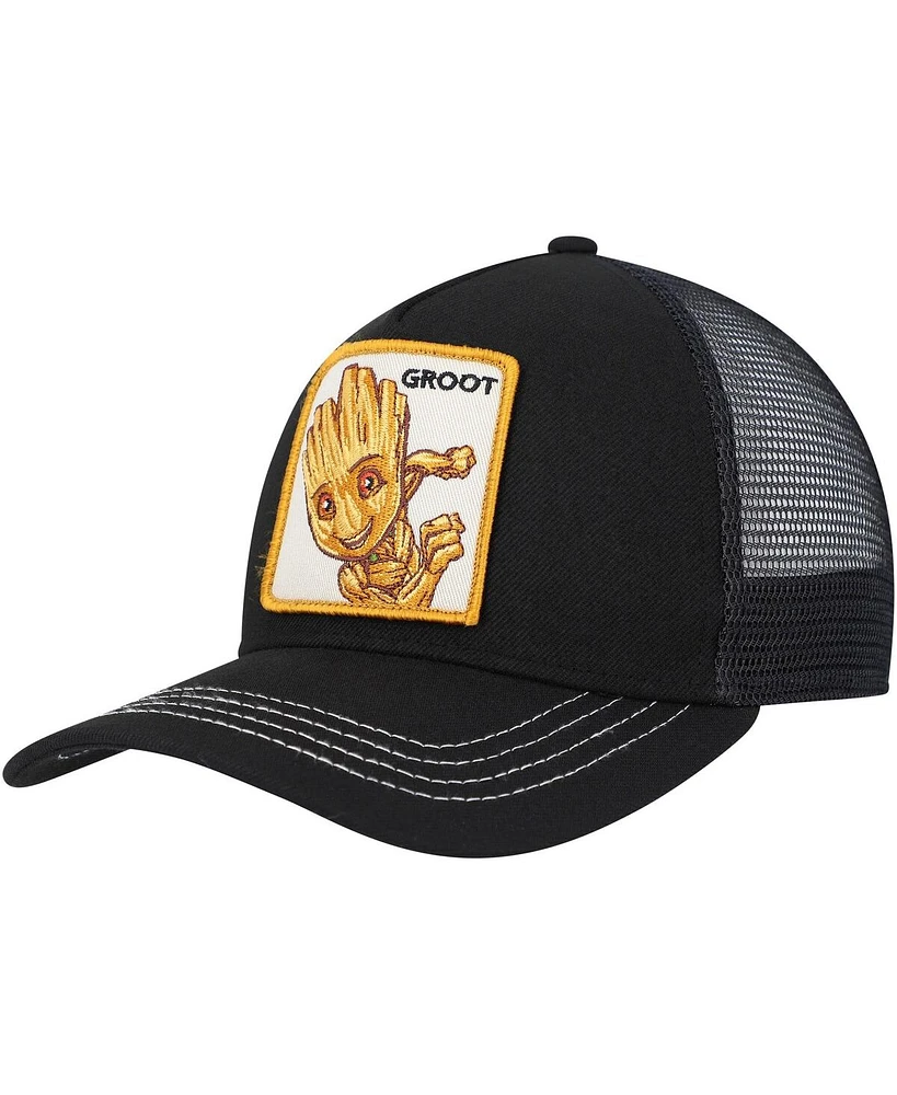 Lids Men's Black Guardians of the Galaxy Groot Retro A-Frame Snapback Hat