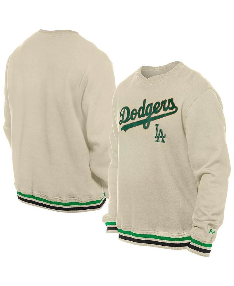 New Era Men's Cream Los Angeles Dodgers St. Patrick's Day Twill Pullover Sweatshirt