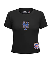 Pro Standard Women's Black New York Mets Game Day Classics Baby Doll Cropped T-Shirt