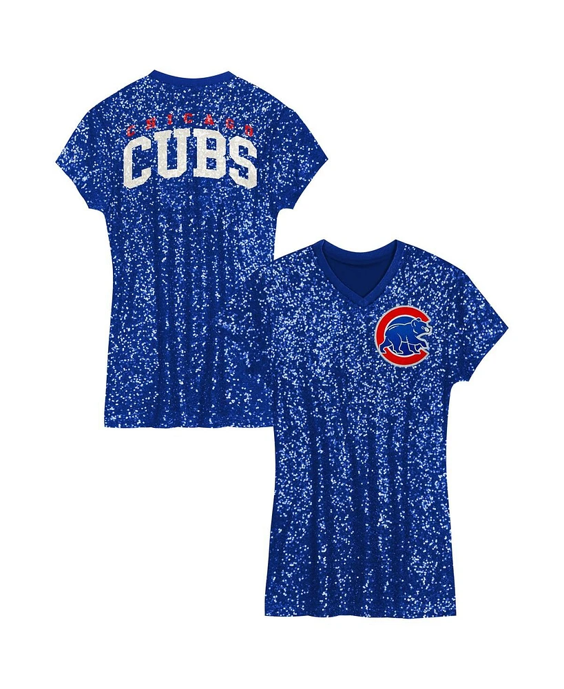 Outerstuff Girls Preschool Royal Chicago Cubs Sequin V-Neck Dress