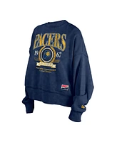 New Era Women's Navy Indiana Pacers Hardwood Classics Enzyme Wash Oversized Boxy Pullover Sweatshirt