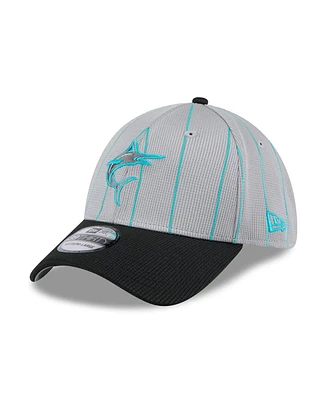 New Era Men's Gray/Black Miami Marlins 2025 Batting Practice 39THIRTY Flex Hat