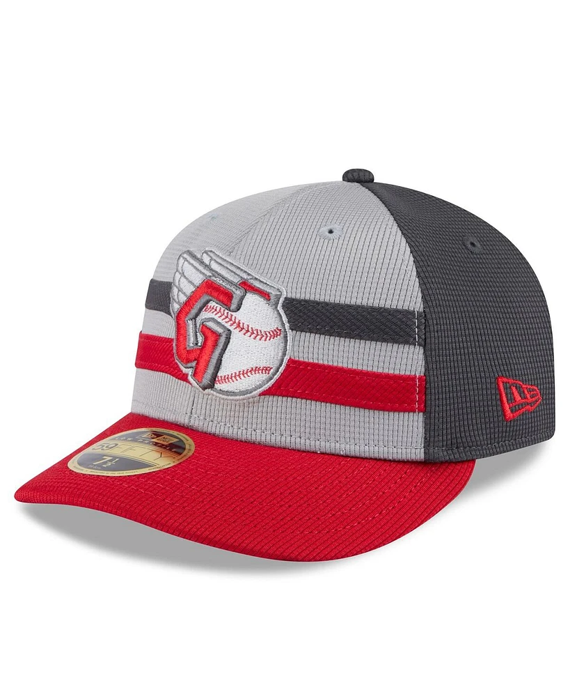 New Era Men's Gray/Red Cleveland Guardians 2025 Batting Practice Low Profile 59FIFTY Fitted Hat