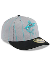 New Era Men's Gray/Black Miami Marlins 2025 Batting Practice Low Profile 59FIFTY Fitted Hat