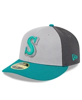 New Era Men's Gray/Aqua Seattle Mariners 2025 Batting Practice Low Profile 59FIFTY Fitted Hat