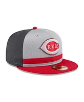 New Era Men's Gray/Red Cincinnati Reds 2025 Batting Practice 59FIFTY Fitted Hat