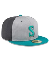 New Era Men's Gray/Aqua Seattle Mariners 2025 Batting Practice 59FIFTY Fitted Hat