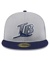 New Era Men's Gray/Navy Tampa Bay Rays 2025 Batting Practice 59FIFTY Fitted Hat