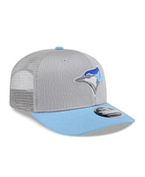 New Era Men's Gray/Powder Blue Toronto Blue Jays 2025 Batting Practice 9SEVENTY Stretch-Snap Trucker Hat