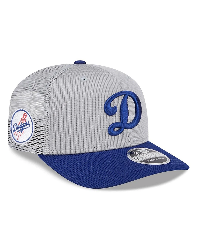 New Era Men's Gray/Royal Los Angeles Dodgers 2025 Batting Practice 9SEVENTY Stretch-Snap Trucker Hat