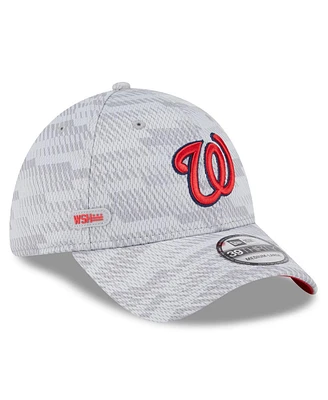 New Era Men's Gray Washington Nationals 2025 Mlb Clubhouse 39THIRTY Flex Hat