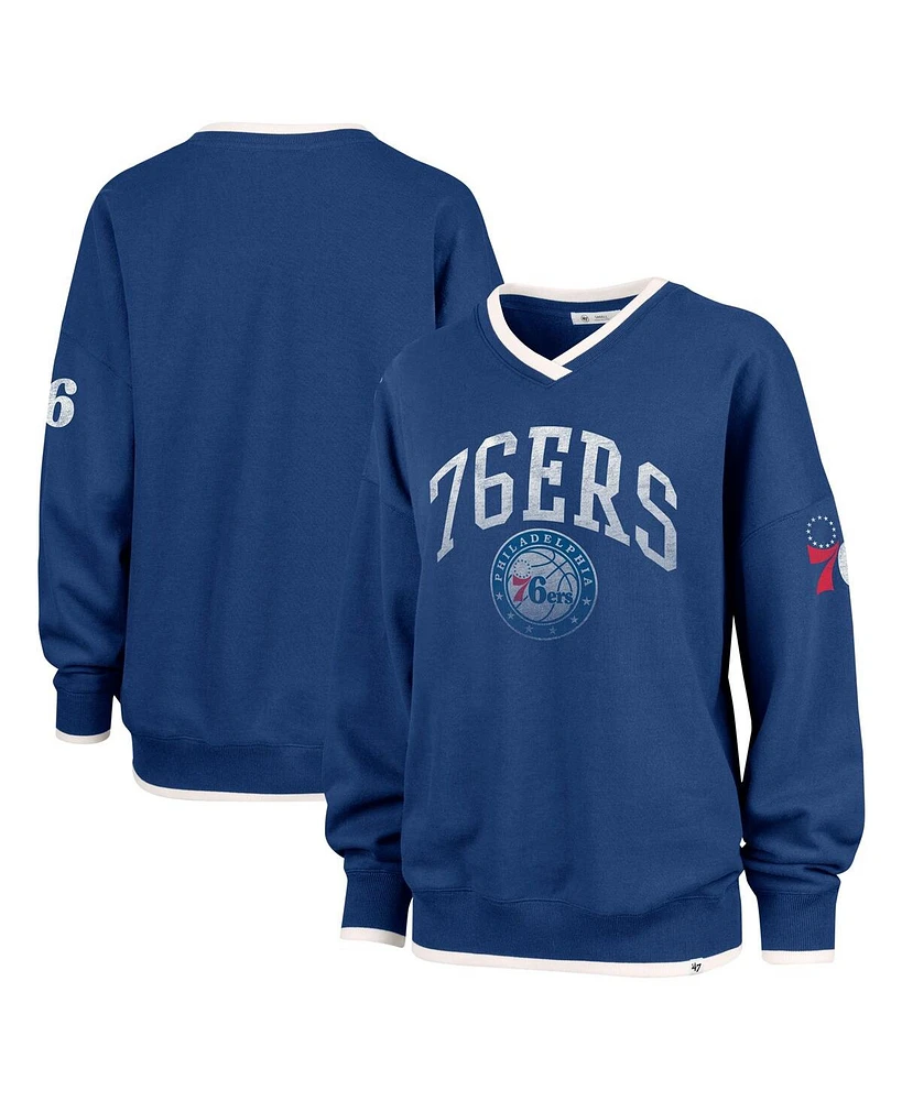 '47 Brand Women's Royal Philadelphia 76ers Rise Wax Pack Daze '80s Oversize Pullover Sweatshirt