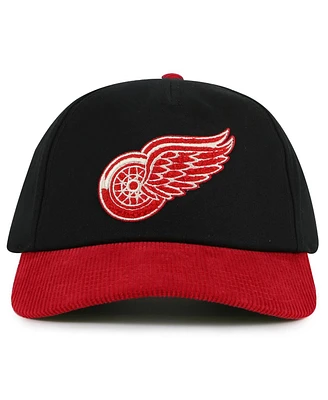 American Needle Men's Black/Red Detroit Red Wings Burnett Adjustable Hat