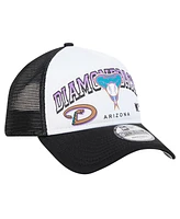 New Era Men's White Arizona Diamondbacks Retro Wordmark 9FORTY A-Frame Trucker Adjustable Hat