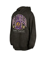 New Era Men's and Women's Charcoal Los Angeles Lakers Oversized Essentials Pigment Wash Fleece Pullover Hoodie