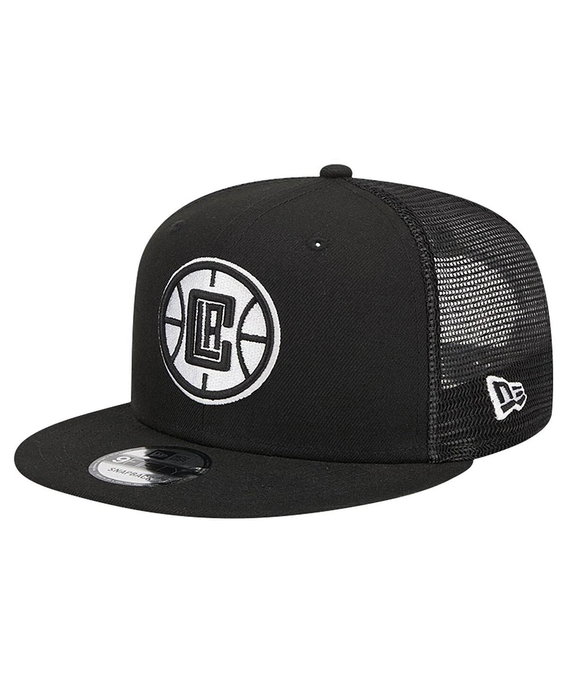 New Era Men's Black La Clippers 9FIFTY Snapback Trucker Hat