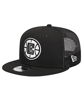 New Era Men's Black La Clippers 9FIFTY Snapback Trucker Hat