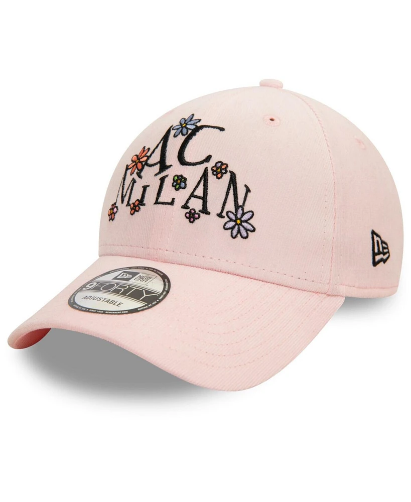 New Era Men's Pink Ac Milan Needle Cord Doodle 9FORTY Adjustable Hat