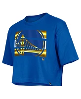 New Era Women's Royal Golden State Warriors Oversized Boxy Crop T-Shirt