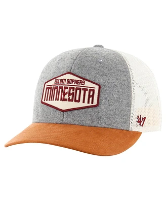 '47 Brand Men's Heather Gray/Brown Minnesota Golden Gophers Drover Trucker Adjustable Hat