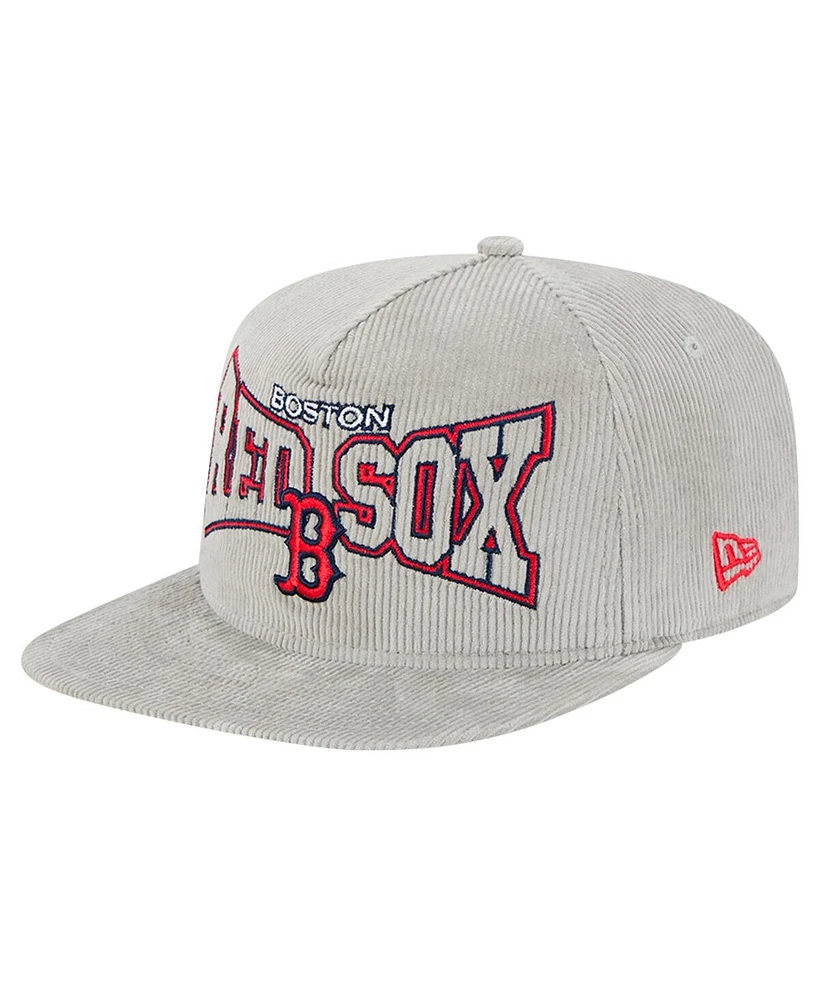 New Era Men's Gray Boston Red Sox Corduroy Golfer Snapback Hat