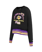 Pro Standard Women's Black Los Angeles Lakers Area Code Cropped Pullover Sweatshirt