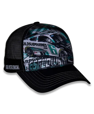 Checkered Flag Sports Men's Black Brad Keselowski Driver Car Trucker Adjustable Hat