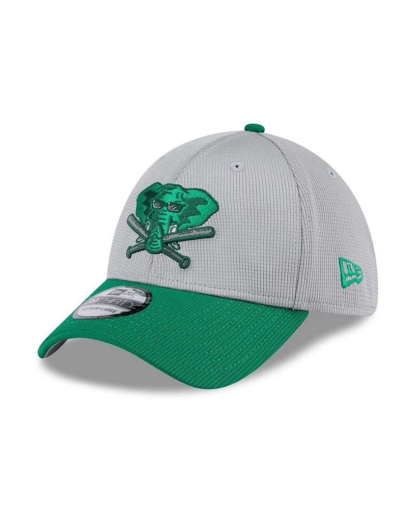 New Era Men's Gray/Green Athletics 2025 Batting Practice 39THIRTY Flex Hat