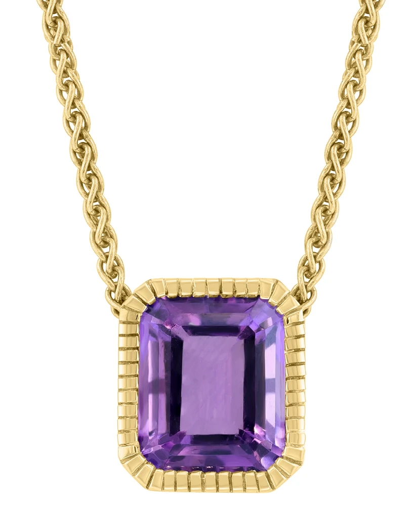 Effy Amethyst Emerald-Cut Pendant Necklace (5-3/8 ct. t.w.) in 14k Gold-Plated Sterling Silver, 17" + 1" extender