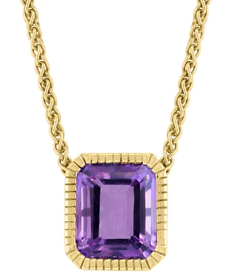 Effy Amethyst Emerald-Cut Pendant Necklace (5-3/8 ct. t.w.) in 14k Gold-Plated Sterling Silver, 17" + 1" extender
