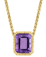 Effy Amethyst Emerald-Cut Pendant Necklace (5-3/8 ct. t.w.) in 14k Gold-Plated Sterling Silver, 17" + 1" extender