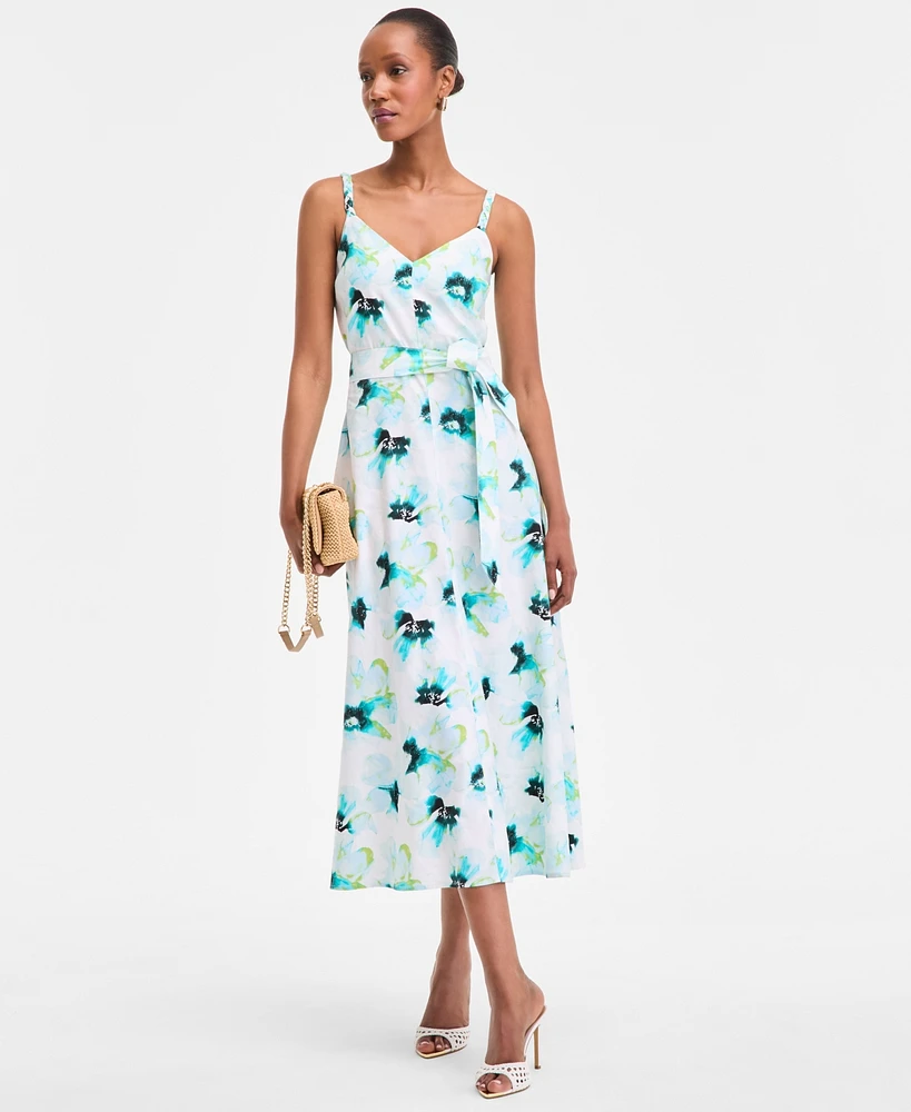 INC Women's Printed Braided-Strap Midi Dress, Exclusively at Macy's
