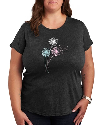 Hybrid Apparel Trendy Plus Dandelions Graphic Crew NeckT-Shirt