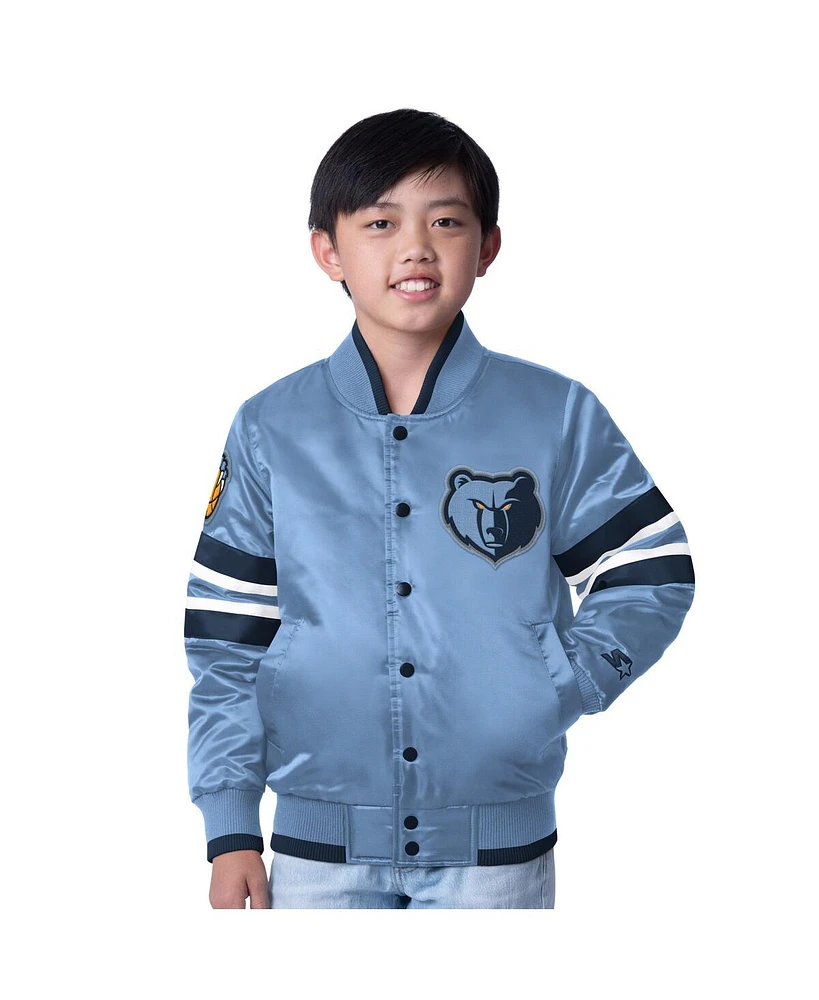 Starter Big Boys and Girls Light Blue Memphis Grizzlies Scout Varsity Full-Snap Jacket