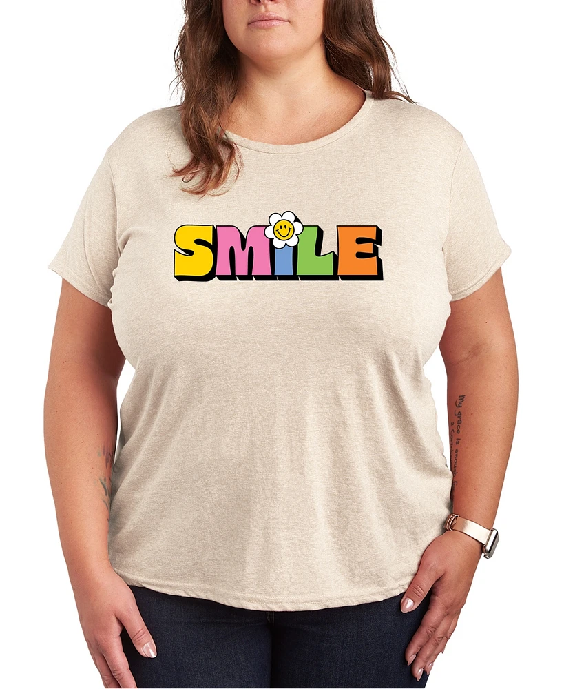 Hybrid Apparel Trendy Plus Smile Graphic Crew Neck T-Shirt