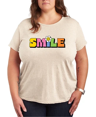 Hybrid Apparel Trendy Plus Smile Graphic Crew Neck T-Shirt