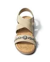 Minnetonka Women's Brida Embellished Leather & Elastic Sandals