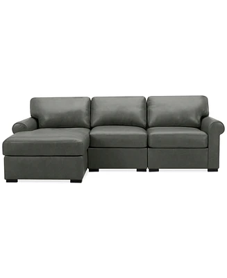 Radley Roll Arm 104" 3-Pc. Leather Sectional, Exclusively at Macy's