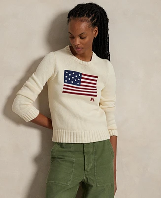 Polo Ralph Lauren Women's Flag Cotton Crewneck Sweater
