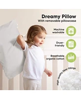 Jumbo Toddler Pillow with Pillowcase, 14X20 Soft Organic Pillows for Sleeping, Kids Travel