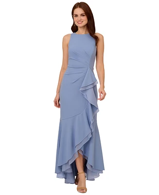 Adrianna Papell Women's Sleeveless Ruffled High-Low Gown