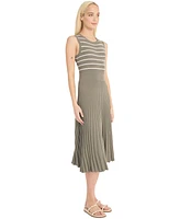 Luxely Women's Sleeveless Pleated Midi Sweater Dress