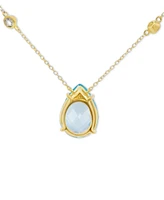 Swiss Blue Topaz (12 ct. t.w.) & White Topaz (3/8 ct. t.w.) Pendant Necklace in 10k Gold-Plated Sterling Silver, 21"